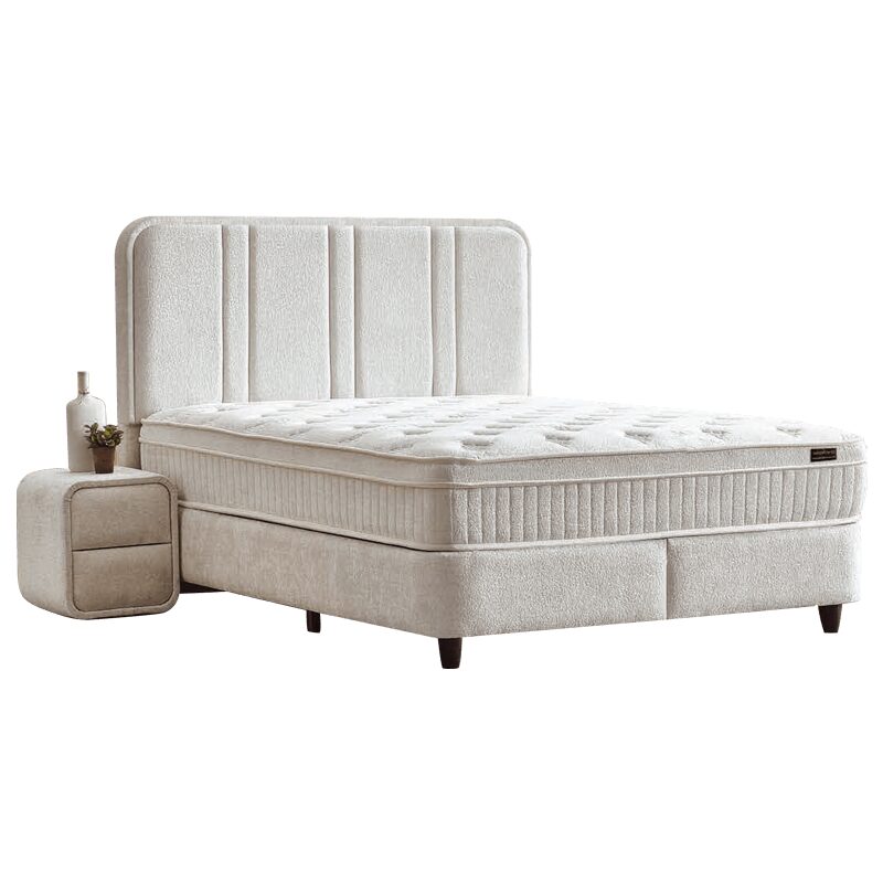 Тапицирана спалня с матрак HUGO 180 х 200 – перла SY