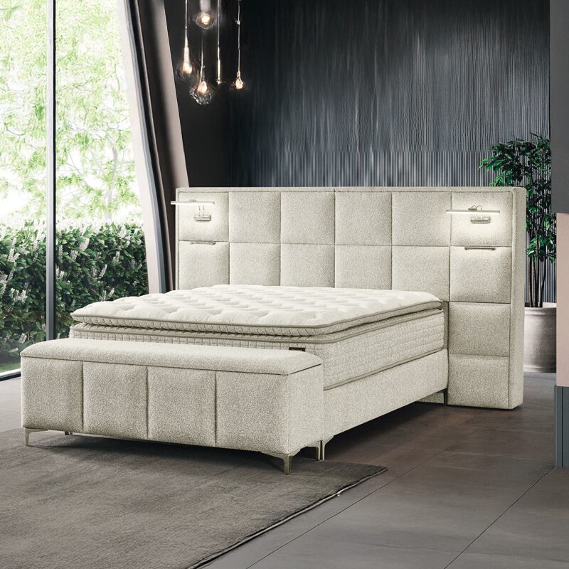 Тапицирана спалня с матрак I SLEEP 180 х 200 – шампанско 318