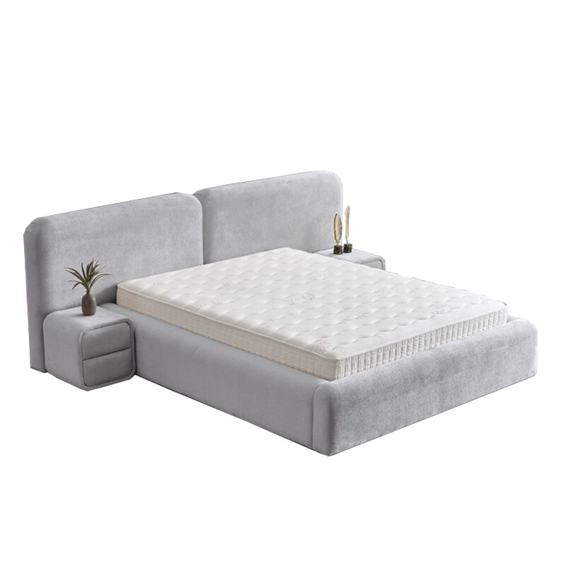 Тапицирана спалня с матрак MYKONOS 160 х 200 – сребърен AN