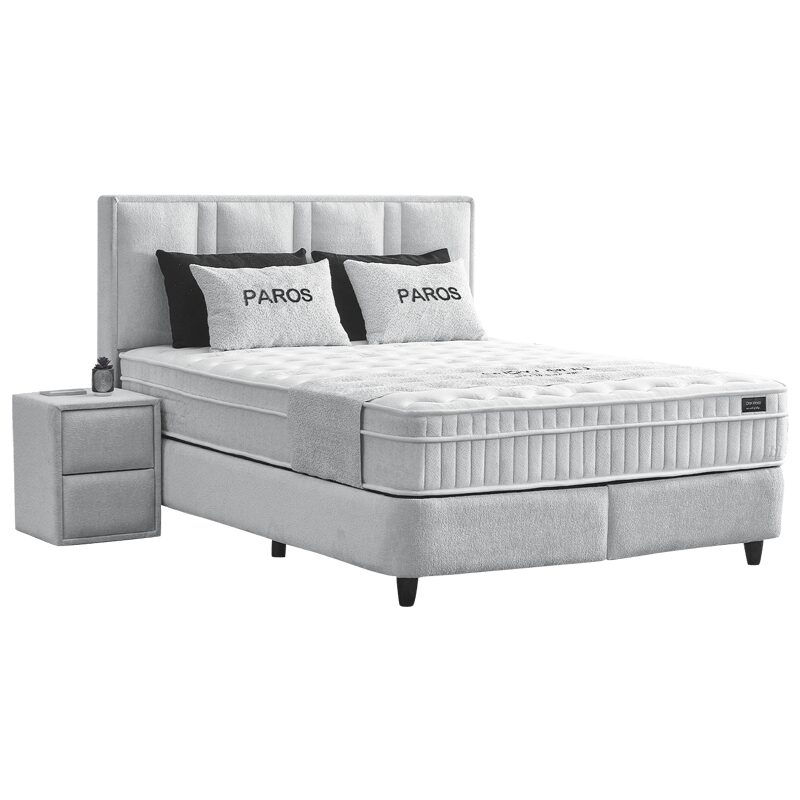 Тапицирана спалня с матрак PAROS 160 х 200 – сребърен AN