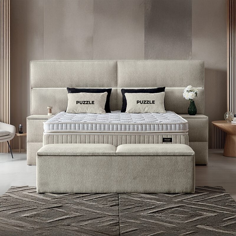 Тапицирана спалня с матрак PUZZLE 160 х 200 – крем 01