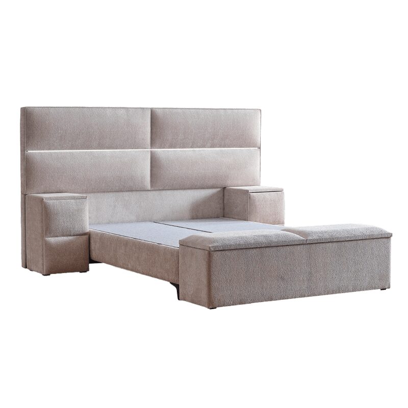 Тапицирана спалня с матрак PUZZLE 180 х 200 – бежов 03