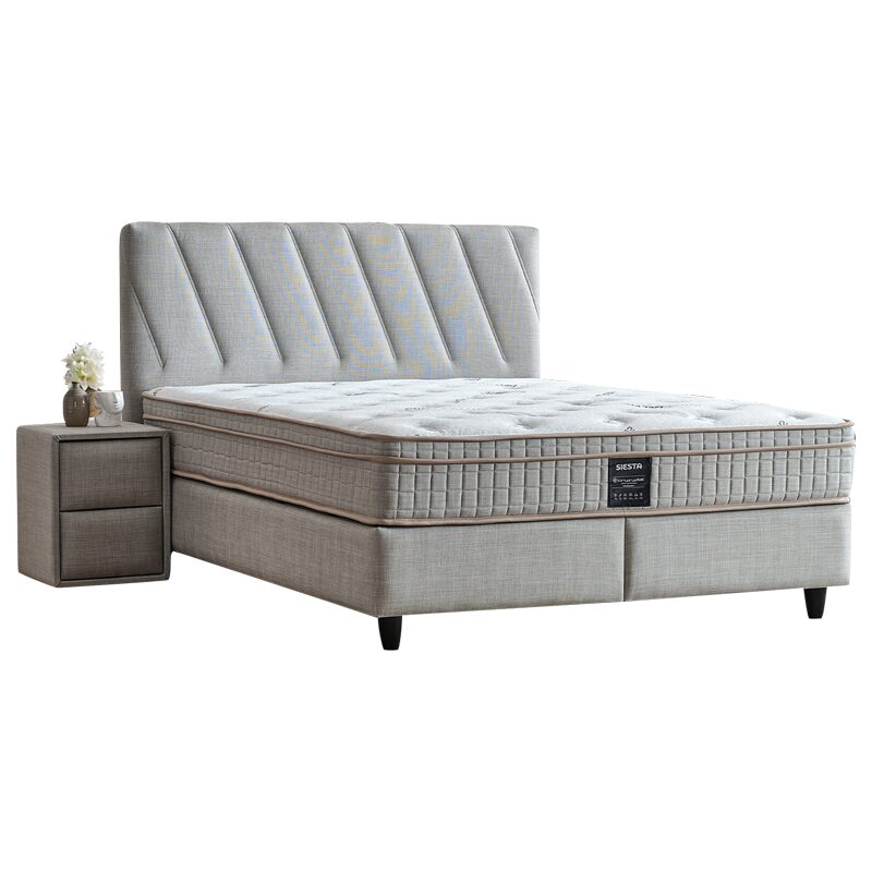 Тапицирана спалня с матрак SIESTA 160 х 200 – сив 02