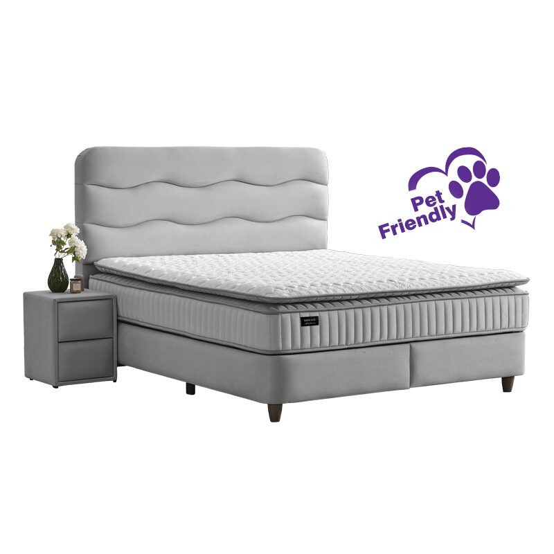 Тапицирана спалня с матрак WAVE 180 х 200 – светлосив 25