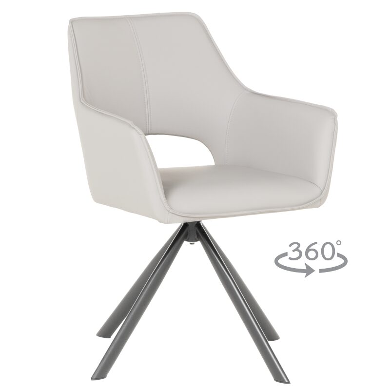 Трапезен стол READING 2 силиконова кожа – сив 67