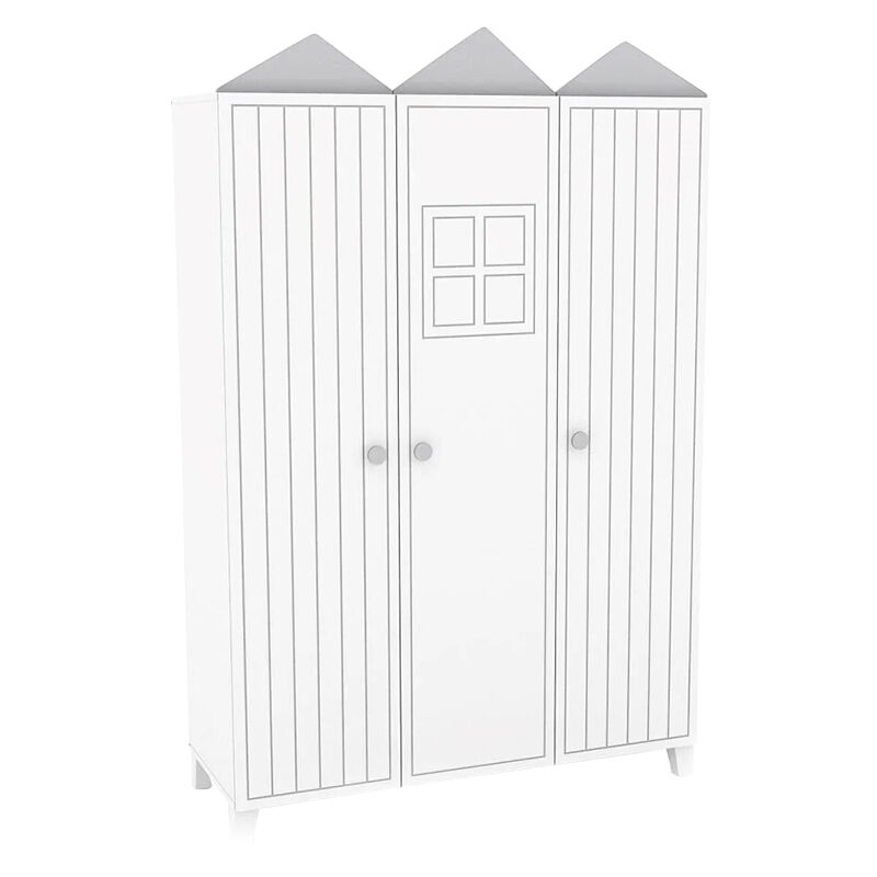 Трикрилен детски гардероб MIAMI – бял