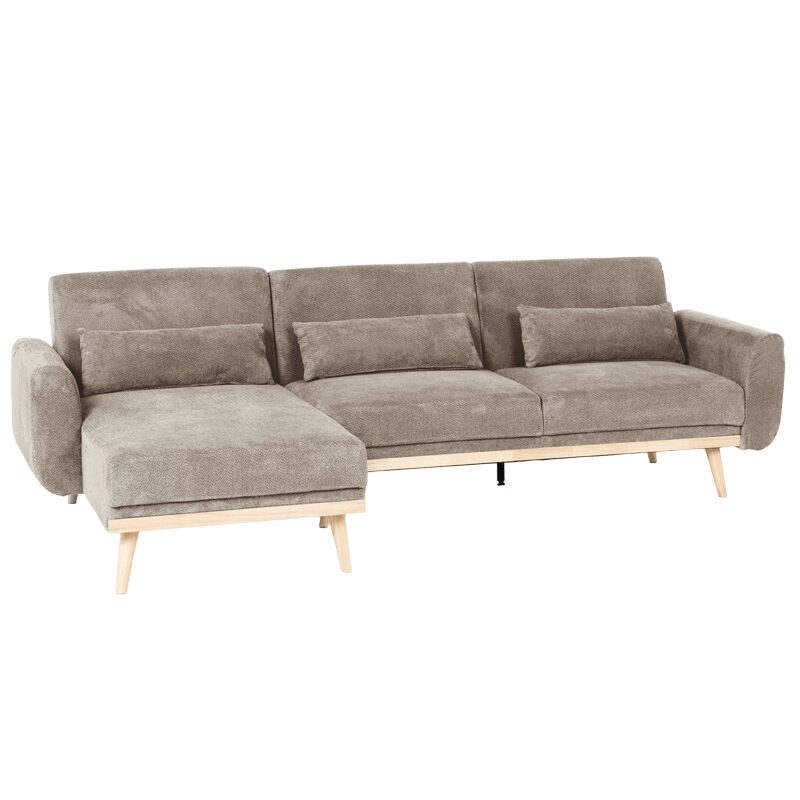 Ъглов разтегателен диван VIVI – кафяв V38