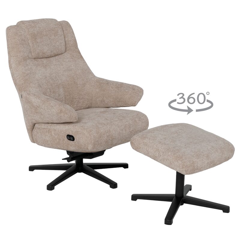 Електрическо масажно кресло с табуретка SINES – крем