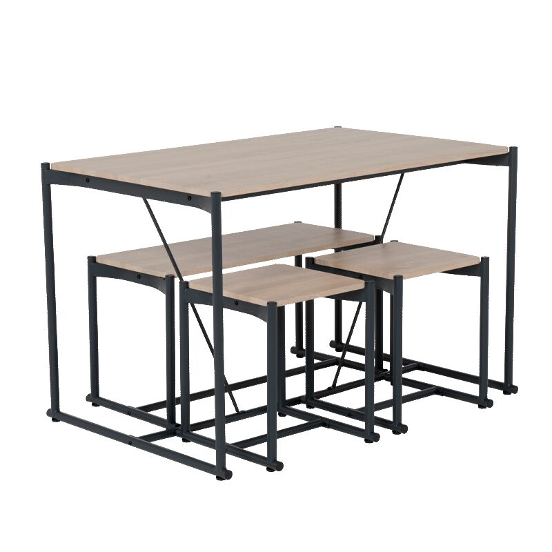 Комплект маса с пейка и две табуретки BREVIK – дъб сонома