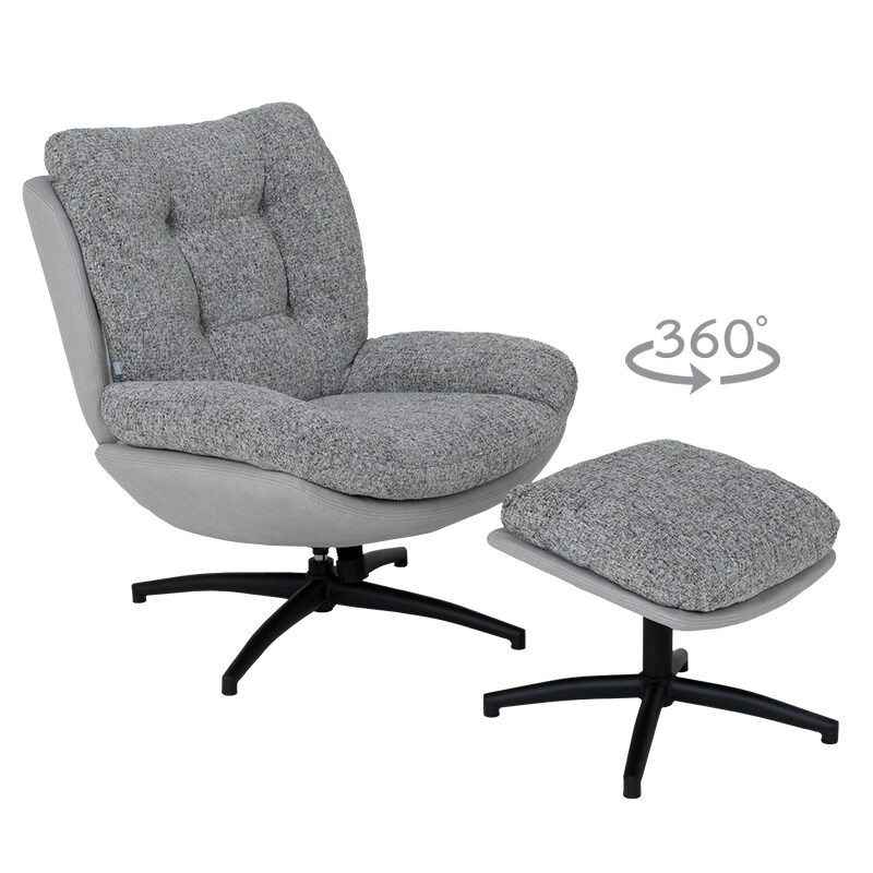 Кресло с табуретка CHAVES – сив