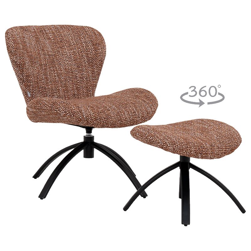 Кресло с табуретка HAMS – кафяво