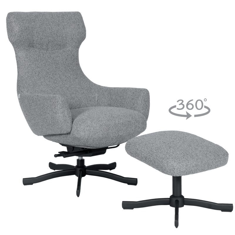 Кресло с табуретка LAMEGO – сивo