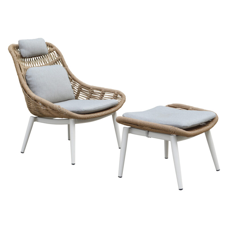 Стол, LOUNGE CHAIR, Бежов, Естествен ратан, 90х85х96см.