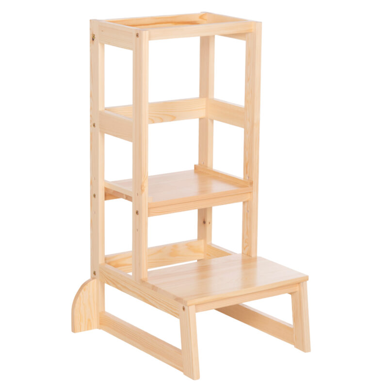 Монтесори кула, MONTESSORI PEPE, Натурален, Чам, 55х53х90см.