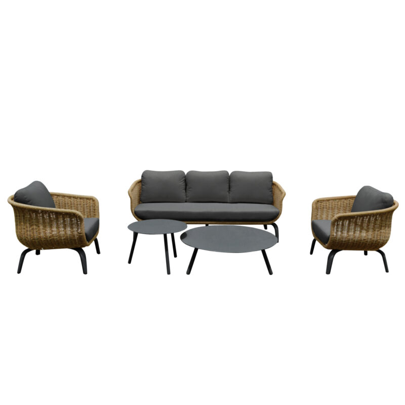 Комплект за всекидневна стая, Outdoor Lounge Set 5pcs Stern HM6555.01., Сив, Естествен ратан