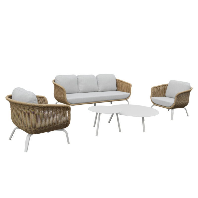, OUTDOOR LOUNGE SET, Бежов, Естествен ратан