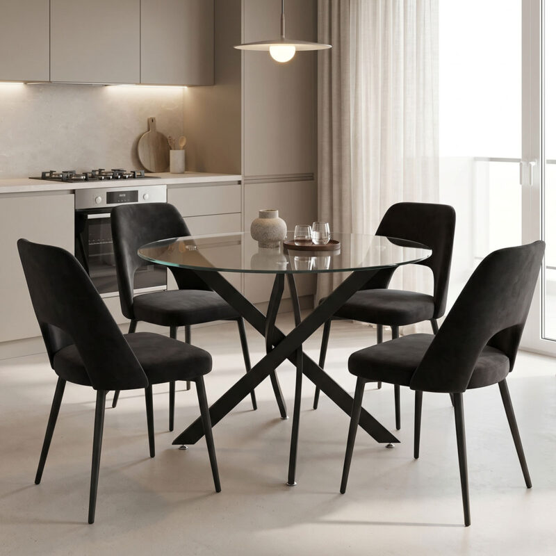Столове, Murde Black, 100х100х75см.