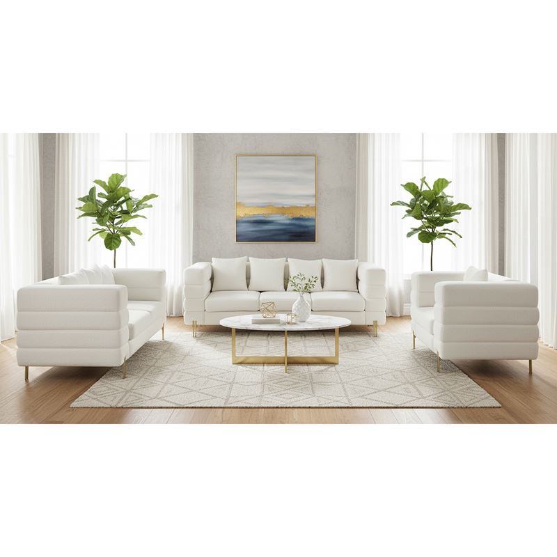Диван, MORRIS Lounge Set, Бял, Текстил