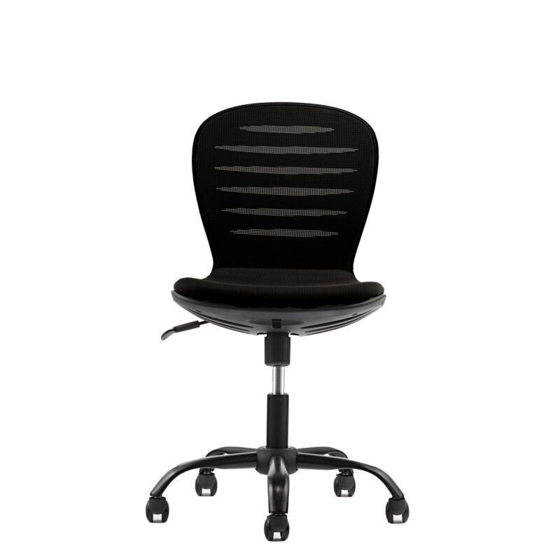 Детски стол RFG Flexy Black, дамаска и меш, черна седалка, черна облегалка