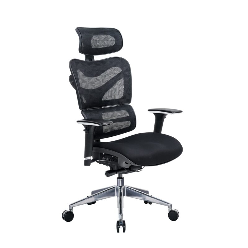 Ергономичен стол RFG TECH@GAMES, Multi-function механизъм, до 250 kg, черна седалка, черна облегалка