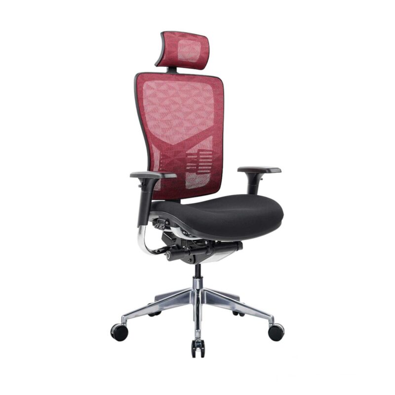 Ергономичен стол RFG TECH@PRO, Multi-function механизъм, до 250 kg, черна седалка, червена облегалка