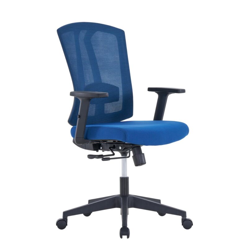 Ергономичен офис стол RFG Primo W, дамаска и меш, Multi-function механизъм, до 130 kg, син