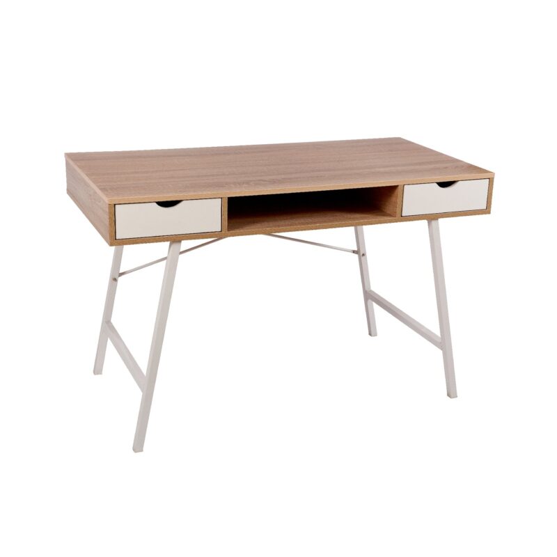 Офис бюро RFG Shape A, 120 х 48 х 76 cm, меламин дъб, бял метал