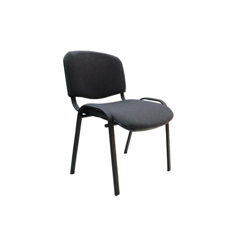 Посетителски стол ISO Black, текстил, метална основа, до 120 kg, тъмносив