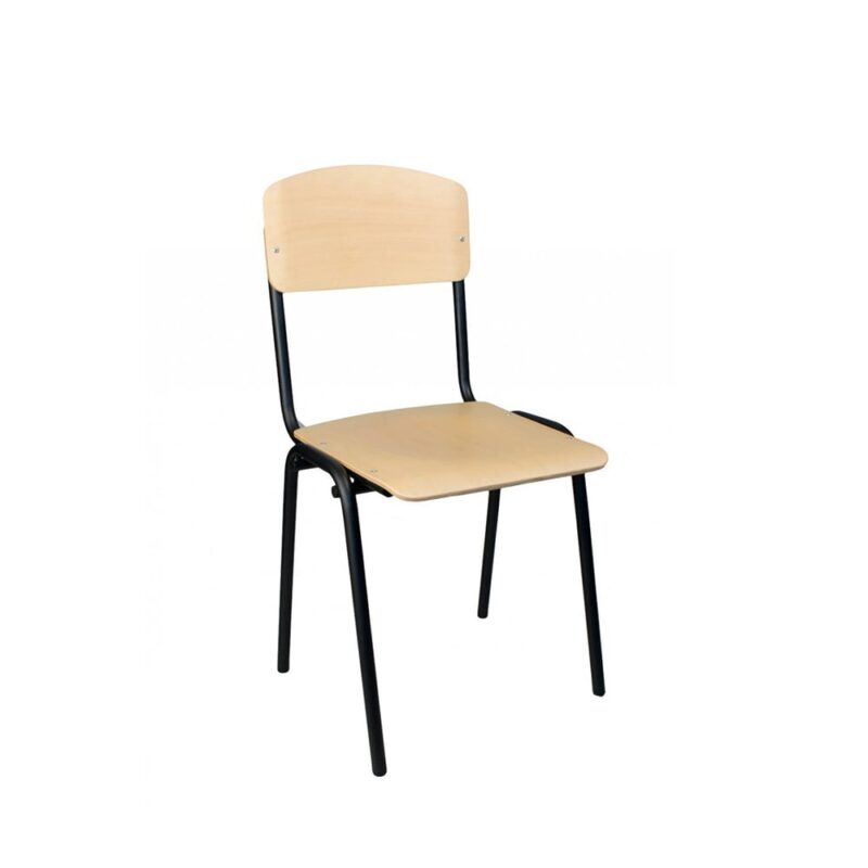 Посетителски стол Wood, метална основа, до 120 kg, бук