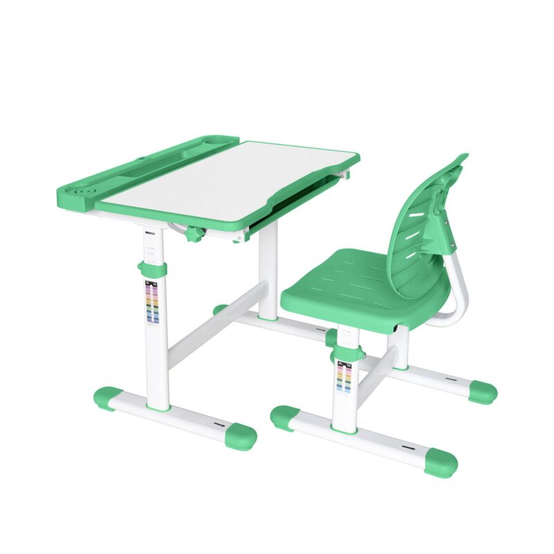 Ергономичен чин и стол RFG Ergo Tech 403X, ученически, MDF плот, метални крака, зелен