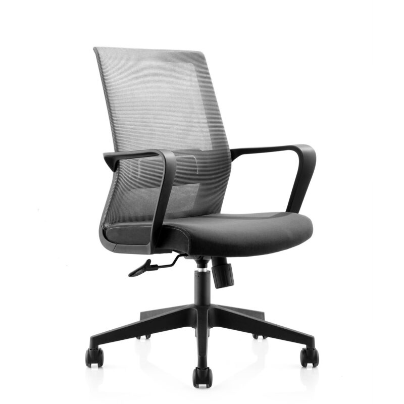 Офис стол RFG Smart W, дамаска и меш, Tilt механизъм, до 120 kg, тъмносива седалка, сива облегалка