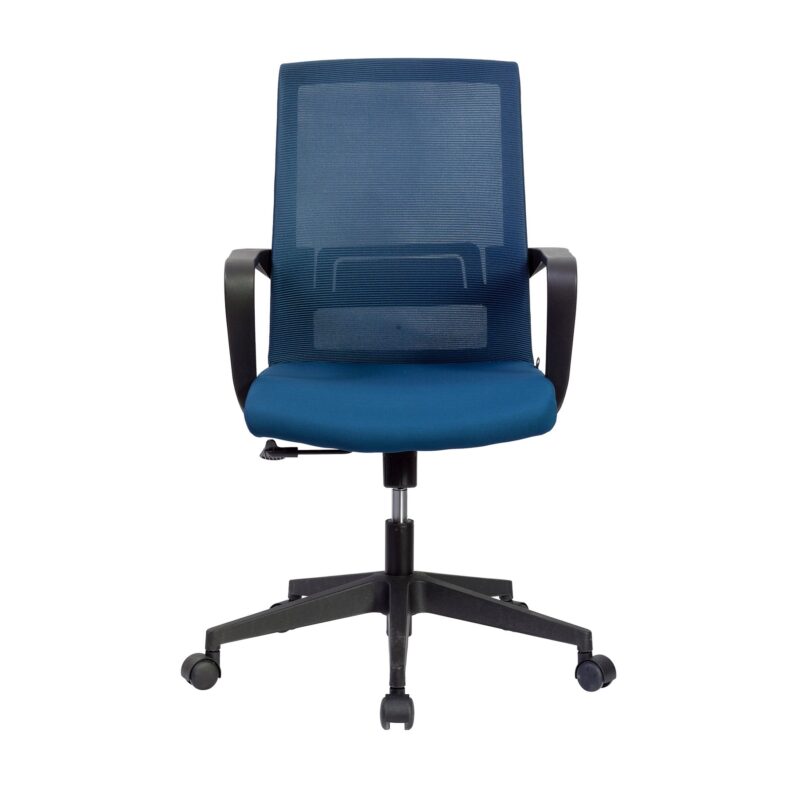 Офис стол RFG Smart W, дамаска и меш, Tilt механизъм, до 120 kg, тъмносиня седалка, тъмносиня облегалка