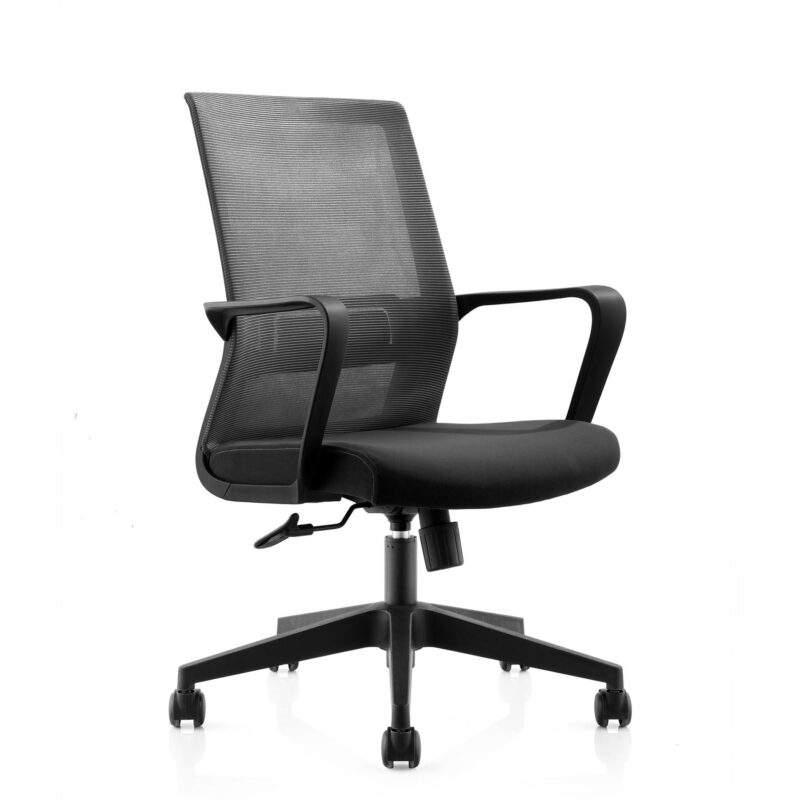 Офис стол RFG Smart W, дамаска и меш, Tilt механизъм, до 120 kg, черна седалка, черна облегалка