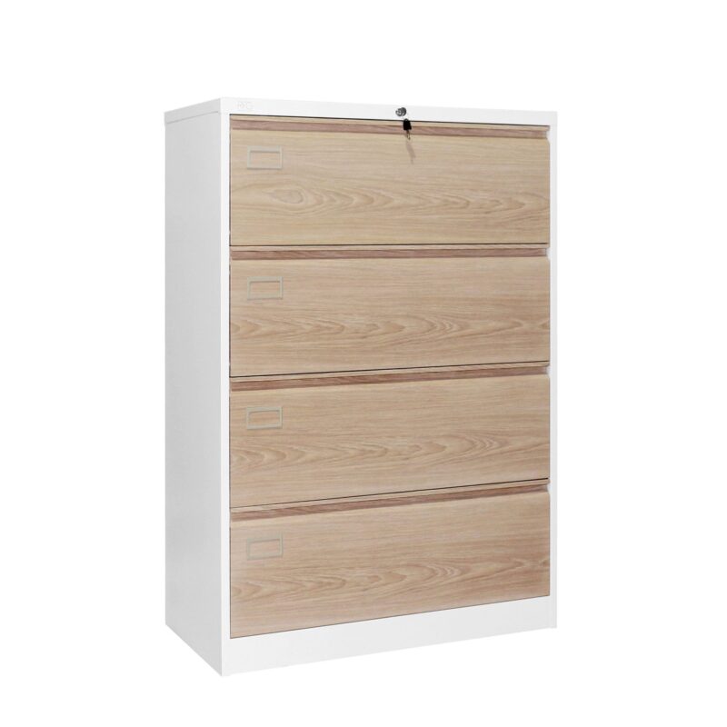 Кардекс RFG, метален, 2 x 4 чекмеджета, 90х45х133.1см., кехлибарен дъб и бяло