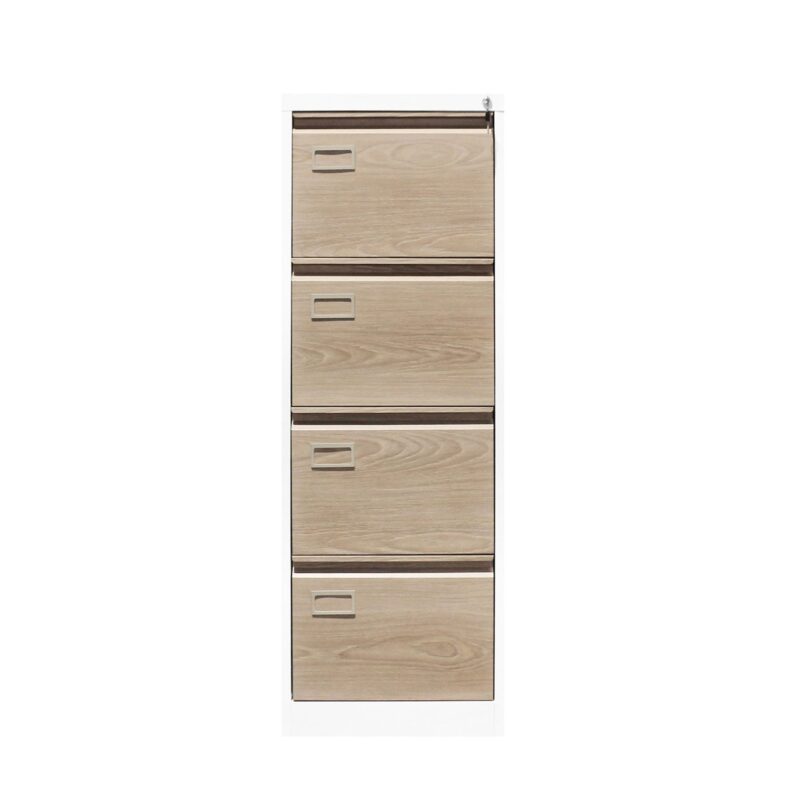Кардекс RFG, метален, 1 x 4 чекмеджета, 45.2х62х133.1см., кехлибарен дъб и бяло