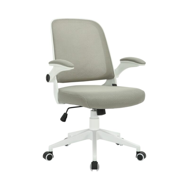 Офис стол RFG Pretty White W, дамаска и меш, Tilt механизъм, до 120 kg, сив