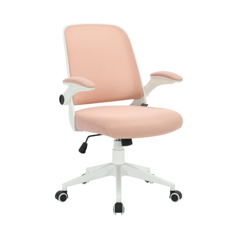Офис стол RFG Pretty White W, дамаска и меш, Tilt механизъм, до 120 kg, розов