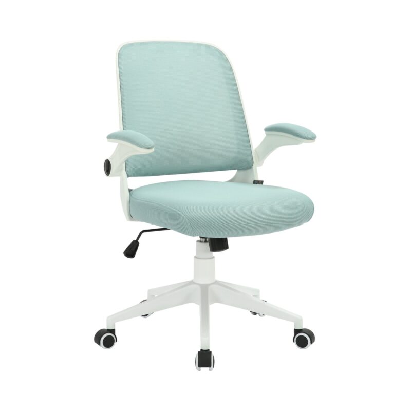 Офис стол RFG Pretty White W, дамаска и меш, Tilt механизъм, до 120 kg, син