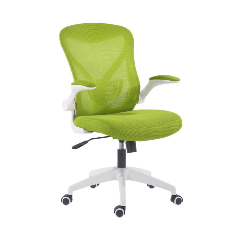 Офис стол RFG Jolly White W, дамаска и меш, Tilt механизъм, до 120 kg, зелен