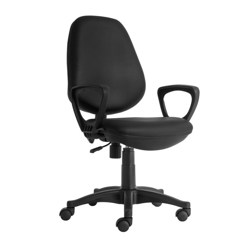 Ергономичен стол RFG Presto Black, екокожа, до 130 kg, черен