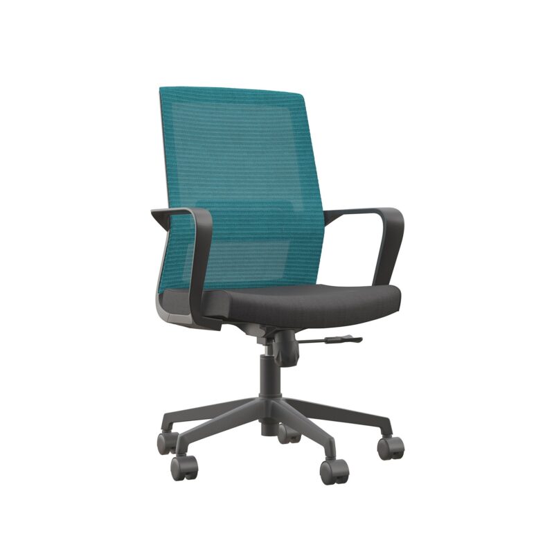 Офис стол RFG Smart W, дамаска и меш, Tilt механизъм, до 120 kg, черна седалка, синя облегалка