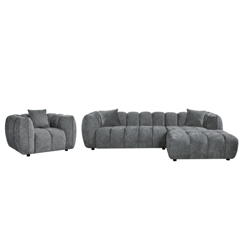 Диван, LYKKE HM10821.01R, Сив, Текстил
