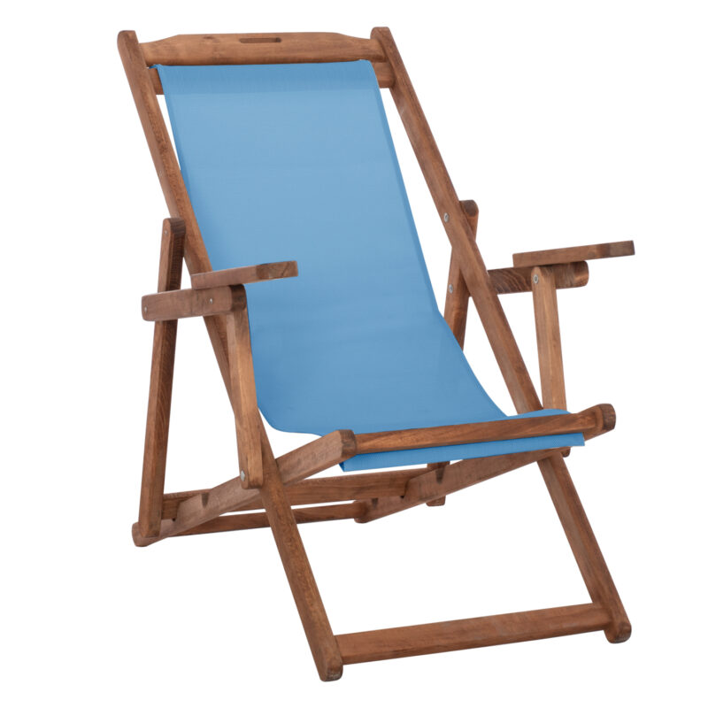 Стол, BEACH CHAIR WITH ARMS & SKY BLUE TEхTILENE LIMNOS, Антрацит, Дърво, 62.5х97х105см.
