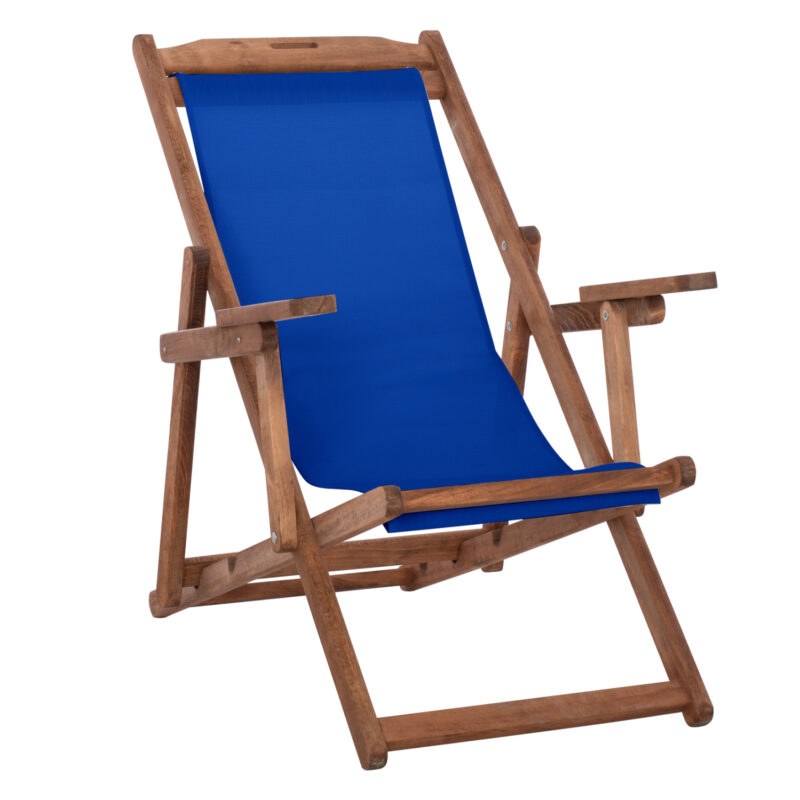 Стол, BEACH CHAIR WITH ARMS & BLUE TEхTILENE LIMNOS, Антрацит, Дърво, 62.5х97х105см.