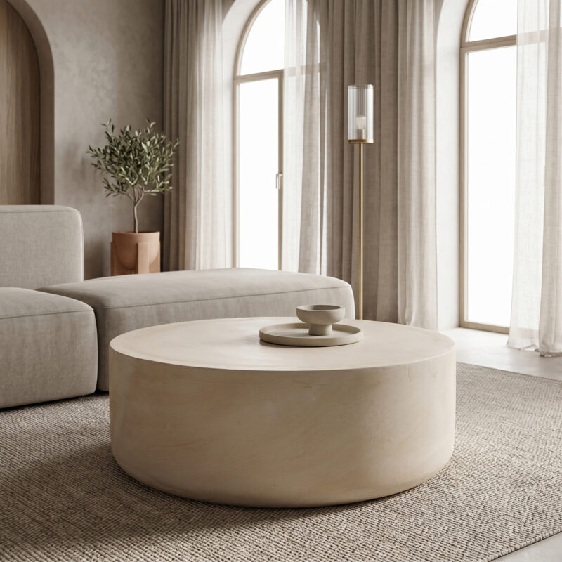 Холна маса, MGO cream coffee table, 90х90х34см.