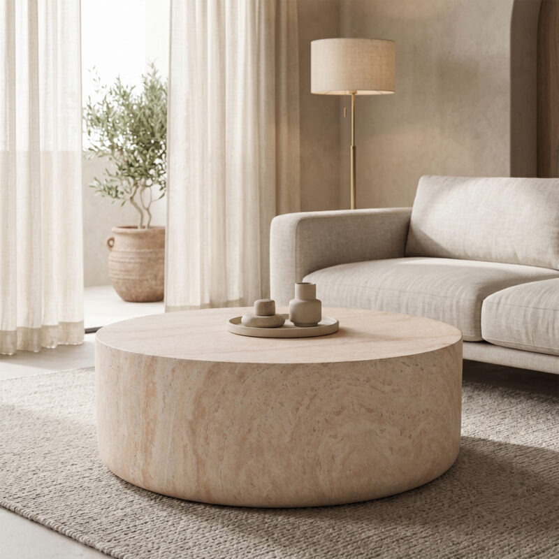 Холна маса, MGO travertine look coffee table, 90х90х33см.
